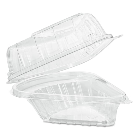 Dart Showtime Clear Hinged Containers, Pie Wedge, 6 2/3 oz, Plastic, PK250 C54HT1